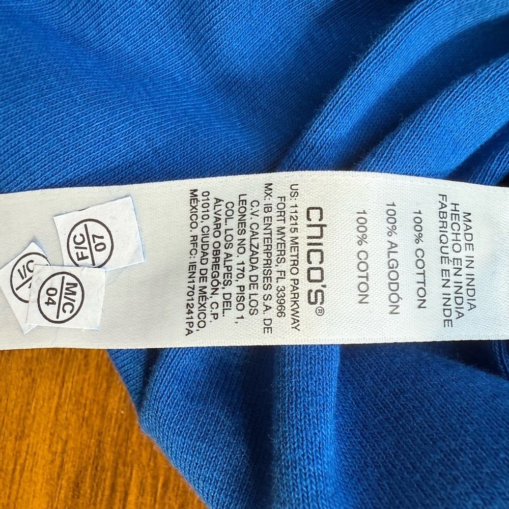 BUNDLE OF 2 Chico's Blue and Pink Short Sleeve Tees | Size 2 (L/12) - Picture 4 of 7